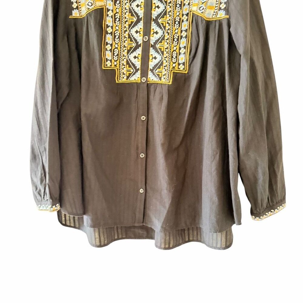 J Jill Pure Elements Embroidered Relaxed Bohemian Festival Blouse SZ XL #2627 - Picture 3 of 15